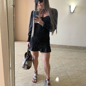 Forever 21 Black and White Bishop Sleeve Sundress